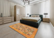 Machine Washable Abstract Yellow Rug in a Bedroom, wshabs1846