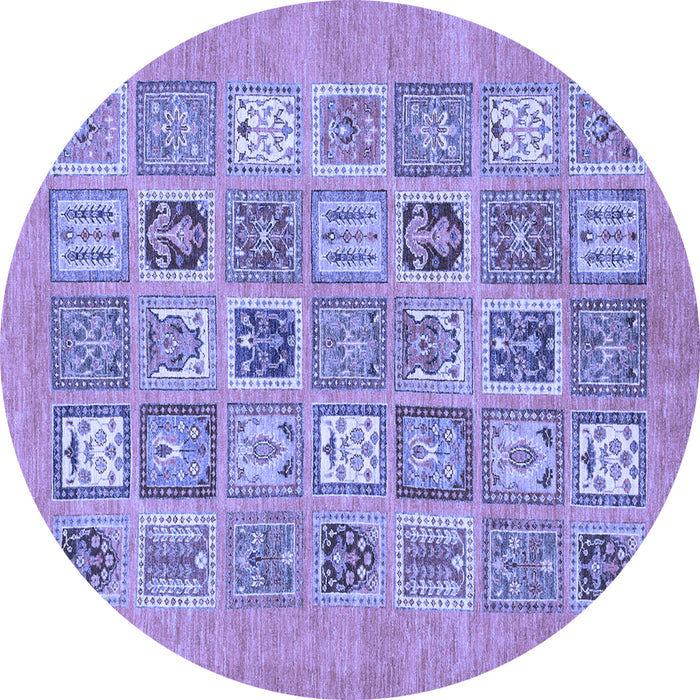 Round Abstract Blue Modern Rug, abs1846blu