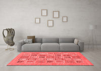 Machine Washable Abstract Red Modern Rug, wshabs1846red