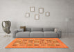 Machine Washable Abstract Orange Modern Area Rugs in a Living Room, wshabs1846org