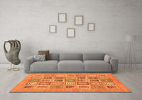 Machine Washable Abstract Orange Modern Rug, wshabs1846org