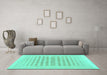 Machine Washable Solid Turquoise Modern Area Rugs in a Living Room,, wshabs1847turq