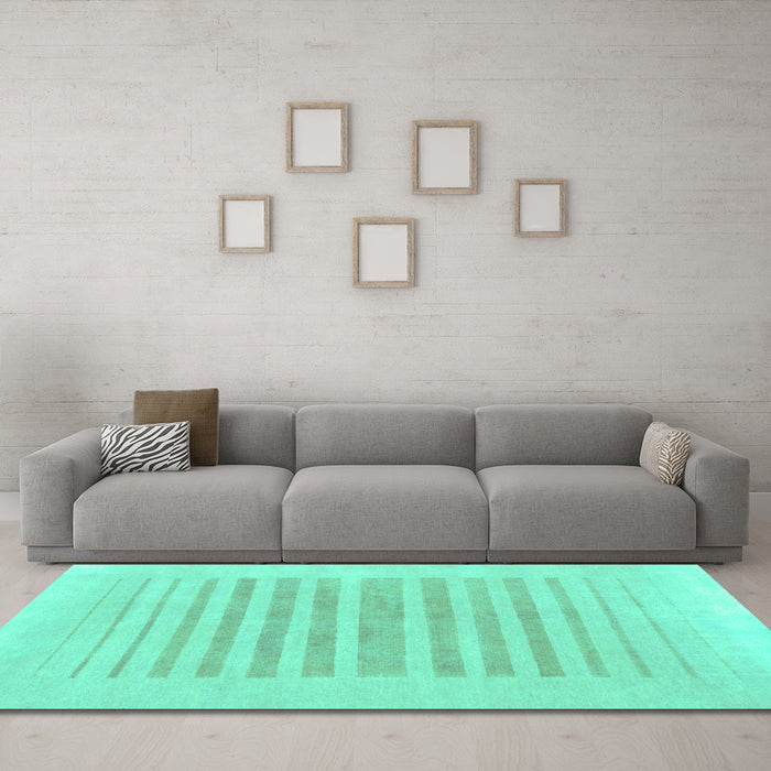 Machine Washable Solid Turquoise Modern Area Rugs in a Living Room,, wshabs1847turq