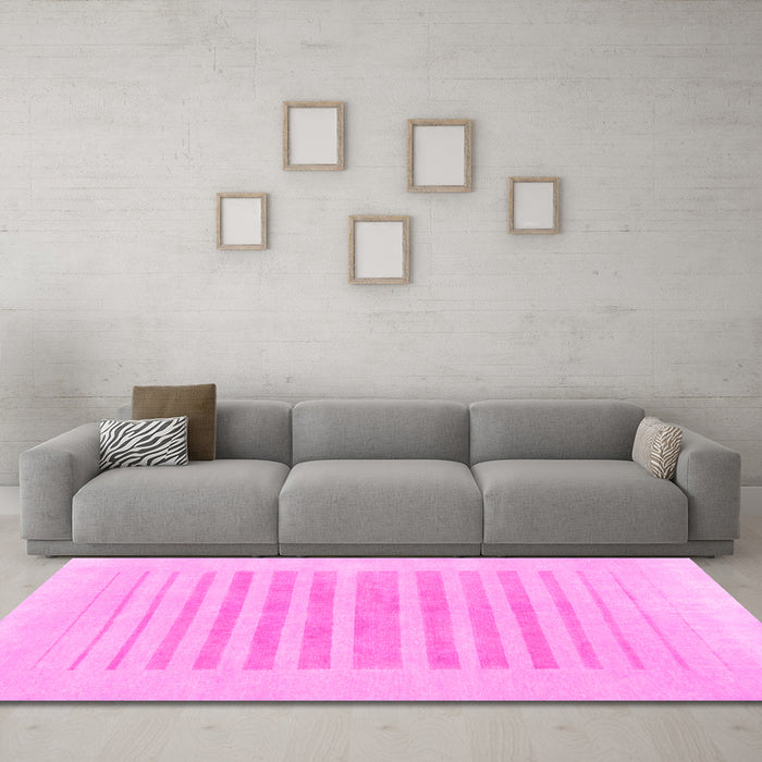 Machine Washable Solid Pink Modern Rug in a Living Room, wshabs1847pnk