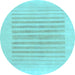 Round Machine Washable Solid Light Blue Modern Rug, wshabs1847lblu