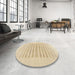Round Machine Washable Abstract Yellow Rug in a Office, wshabs1847
