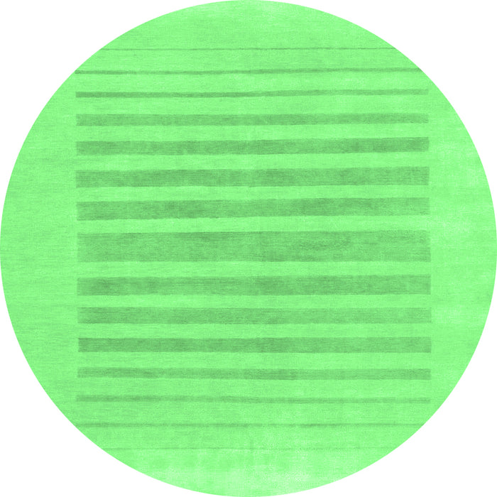 Round Machine Washable Solid Emerald Green Modern Area Rugs, wshabs1847emgrn