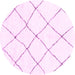 Round Machine Washable Solid Pink Modern Rug, wshabs1848pnk