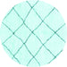 Round Solid Turquoise Modern Rug, abs1848turq