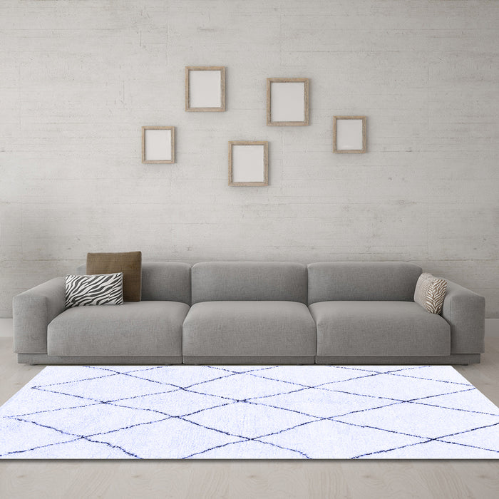 Machine Washable Solid Blue Modern Rug in a Living Room, wshabs1848blu