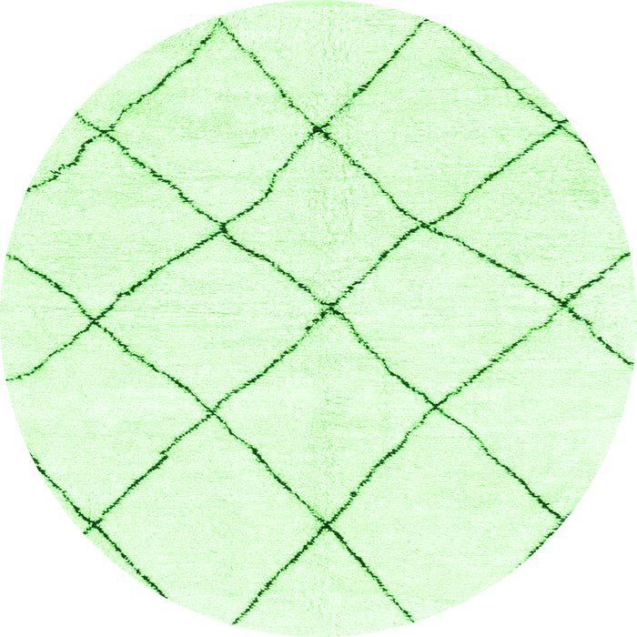 Round Machine Washable Solid Green Modern Area Rugs, wshabs1848grn