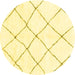 Round Machine Washable Solid Yellow Modern Rug, wshabs1848yw