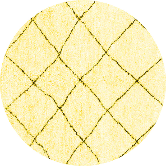 Round Solid Yellow Modern Rug, abs1848yw