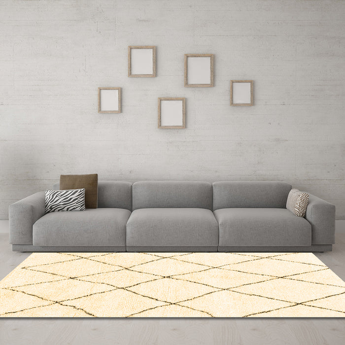 Machine Washable Solid Brown Modern Rug in a Living Room,, wshabs1848brn