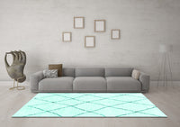 Machine Washable Solid Turquoise Modern Rug, wshabs1848turq