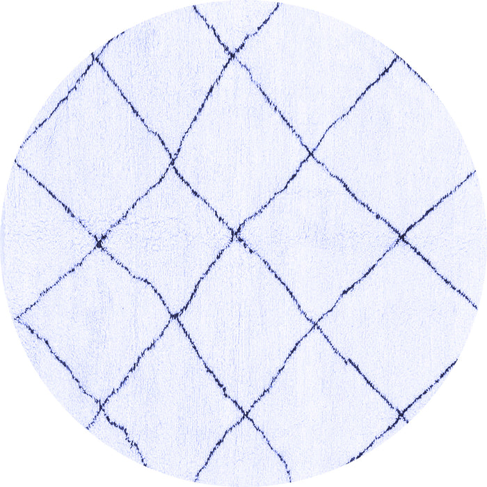 Round Machine Washable Solid Blue Modern Rug, wshabs1848blu