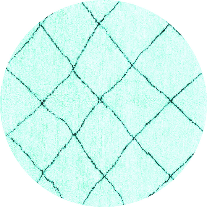 Round Machine Washable Solid Turquoise Modern Area Rugs, wshabs1848turq