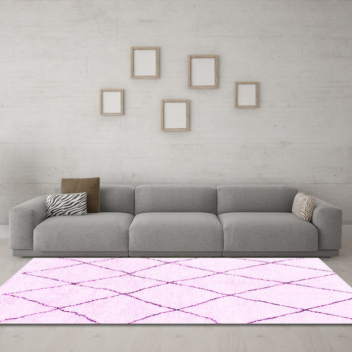 Machine Washable Solid Pink Modern Rug in a Living Room, wshabs1848pnk