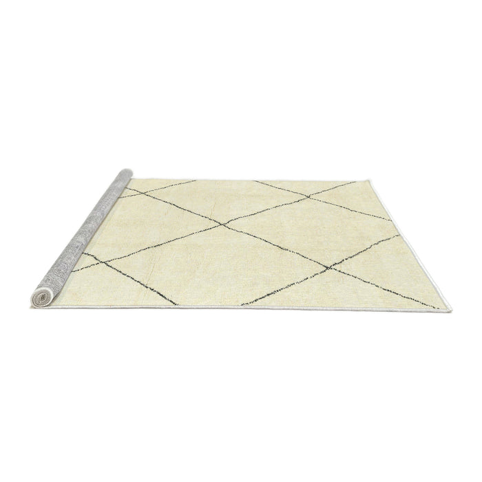 Sideview of Machine Washable Abstract Parchment Beige Rug, wshabs1849