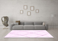 Machine Washable Solid Pink Modern Rug, wshabs1849pnk