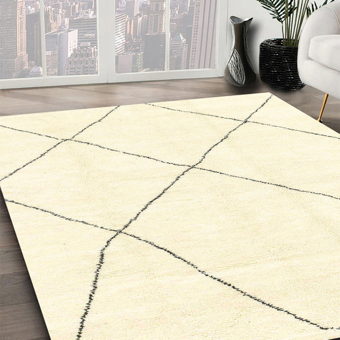 Machine Washable Abstract Parchment Beige Rug in a Family Room, wshabs1849