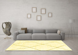 Machine Washable Solid Yellow Modern Rug in a Living Room, wshabs1849yw