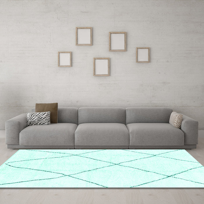 Machine Washable Solid Turquoise Modern Area Rugs in a Living Room,, wshabs1849turq