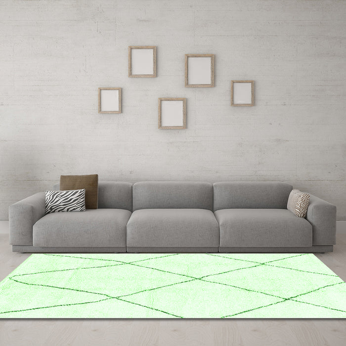 Machine Washable Solid Green Modern Area Rugs in a Living Room,, wshabs1849grn