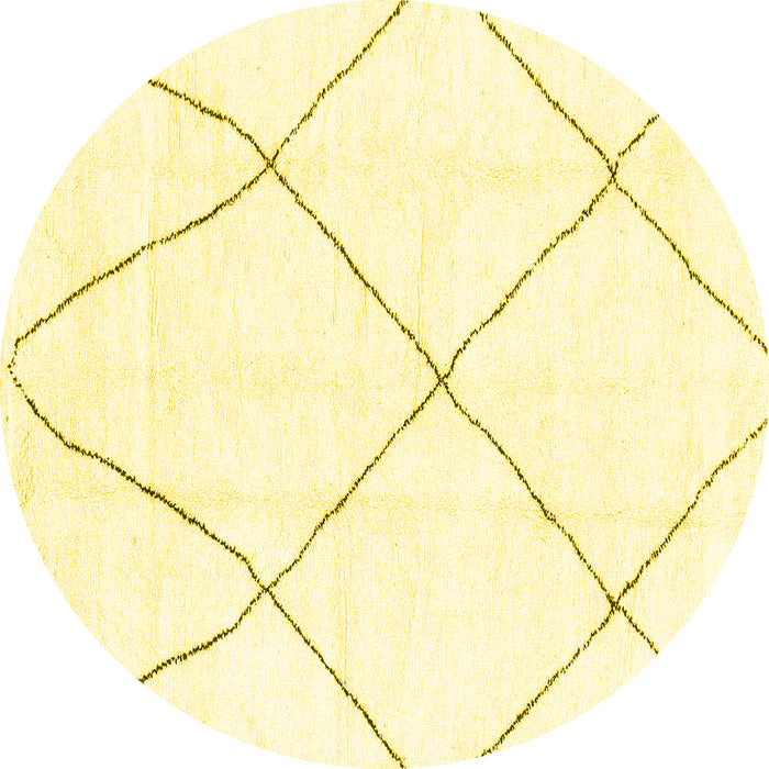 Round Machine Washable Solid Yellow Modern Rug, wshabs1849yw