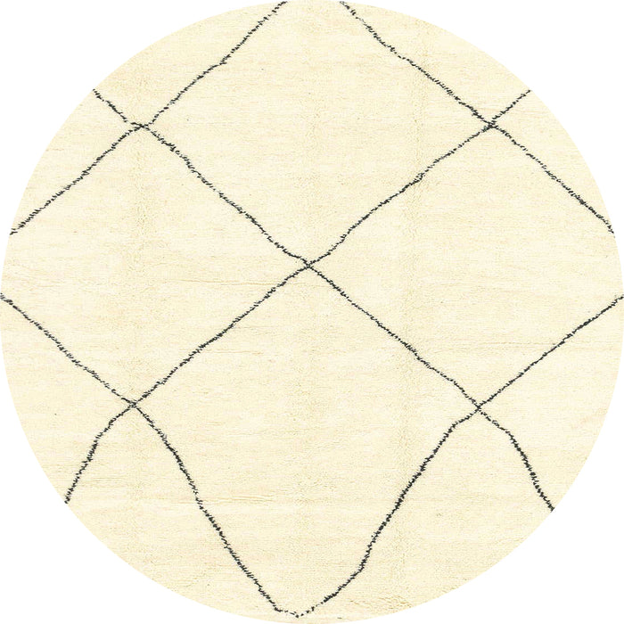 Round Machine Washable Abstract Parchment Beige Rug, wshabs1849
