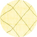 Round Solid Yellow Modern Rug, abs1849yw