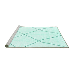 Sideview of Machine Washable Solid Turquoise Modern Area Rugs, wshabs1849turq