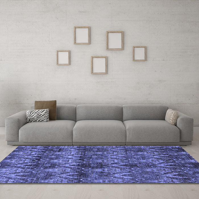 Machine Washable Abstract Blue Modern Rug in a Living Room, wshabs184blu