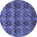 Round Abstract Blue Modern Rug, abs184blu