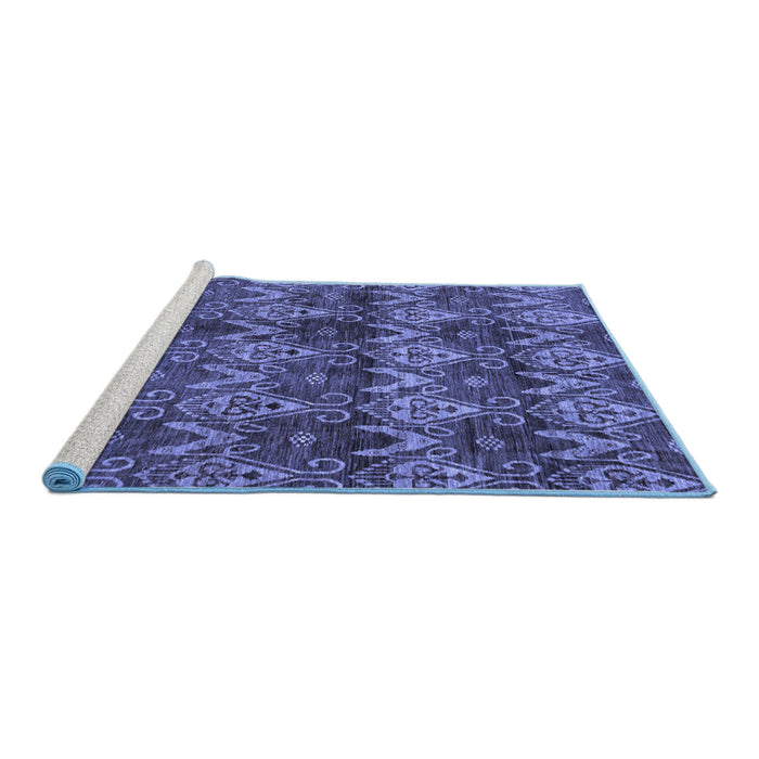 Sideview of Machine Washable Abstract Blue Modern Rug, wshabs184blu