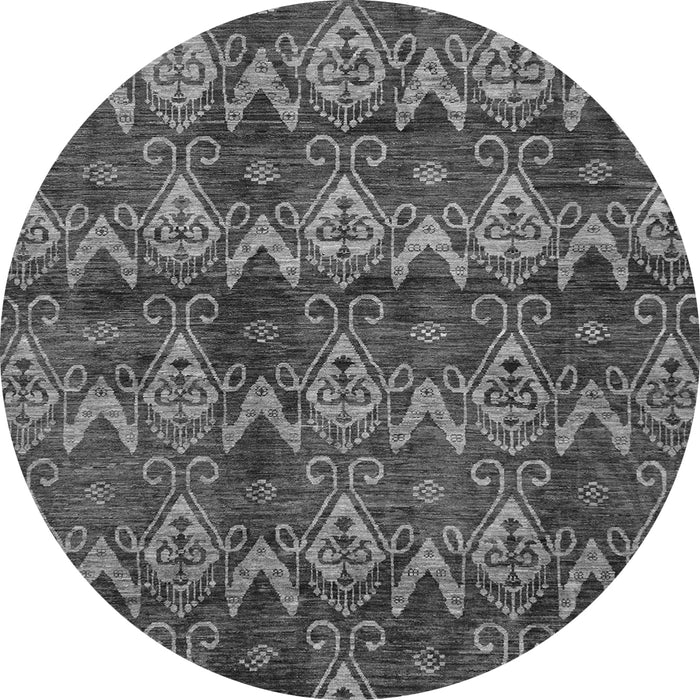 Round Machine Washable Abstract Gray Modern Rug, wshabs184gry