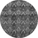 Round Machine Washable Abstract Gray Modern Rug, wshabs184gry