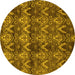 Round Abstract Yellow Modern Rug, abs184yw