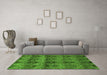 Machine Washable Abstract Green Modern Area Rugs in a Living Room,, wshabs184grn