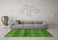 Machine Washable Abstract Green Modern Rug, wshabs184grn