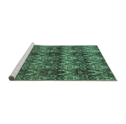 Sideview of Machine Washable Abstract Turquoise Modern Area Rugs, wshabs184turq