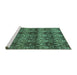 Sideview of Machine Washable Abstract Turquoise Modern Area Rugs, wshabs184turq