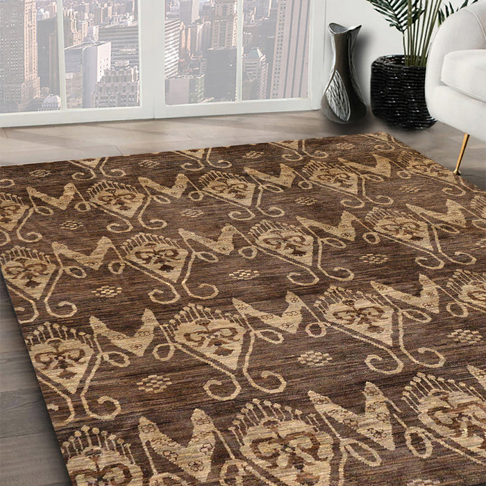 Abstract Red Brown Modern Rug in Family Room, abs184