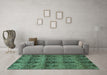 Machine Washable Abstract Turquoise Modern Area Rugs in a Living Room,, wshabs184turq