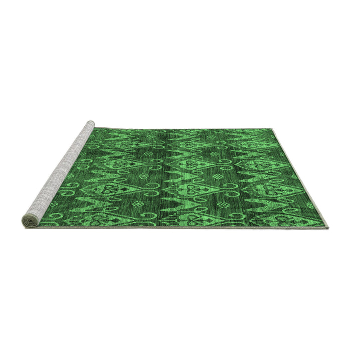 Sideview of Machine Washable Abstract Emerald Green Modern Area Rugs, wshabs184emgrn