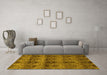 Machine Washable Abstract Yellow Modern Rug in a Living Room, wshabs184yw