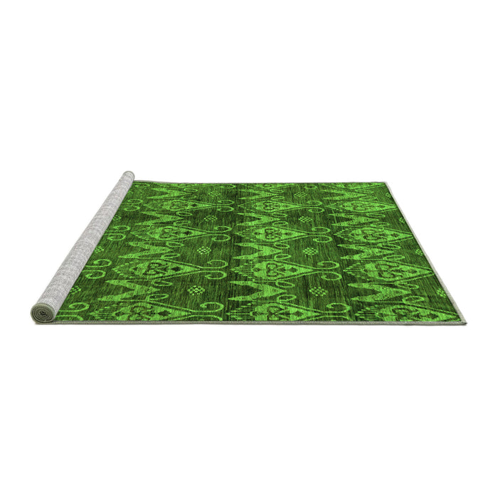 Sideview of Machine Washable Abstract Green Modern Area Rugs, wshabs184grn