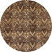 Round Machine Washable Abstract Red Brown Rug, wshabs184