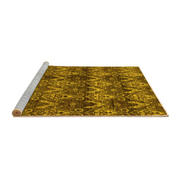Sideview of Machine Washable Abstract Yellow Modern Rug, wshabs184yw