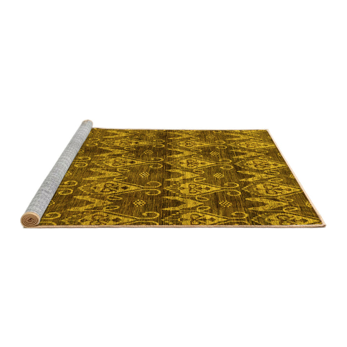 Sideview of Machine Washable Abstract Yellow Modern Rug, wshabs184yw